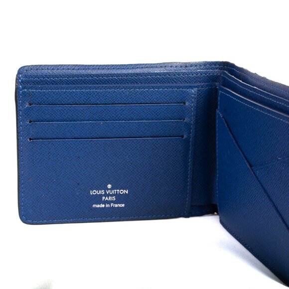 Authentic Louis Vuitton Cobalt Blue Monogram Taigarama Wallet - Picture 2 of 6